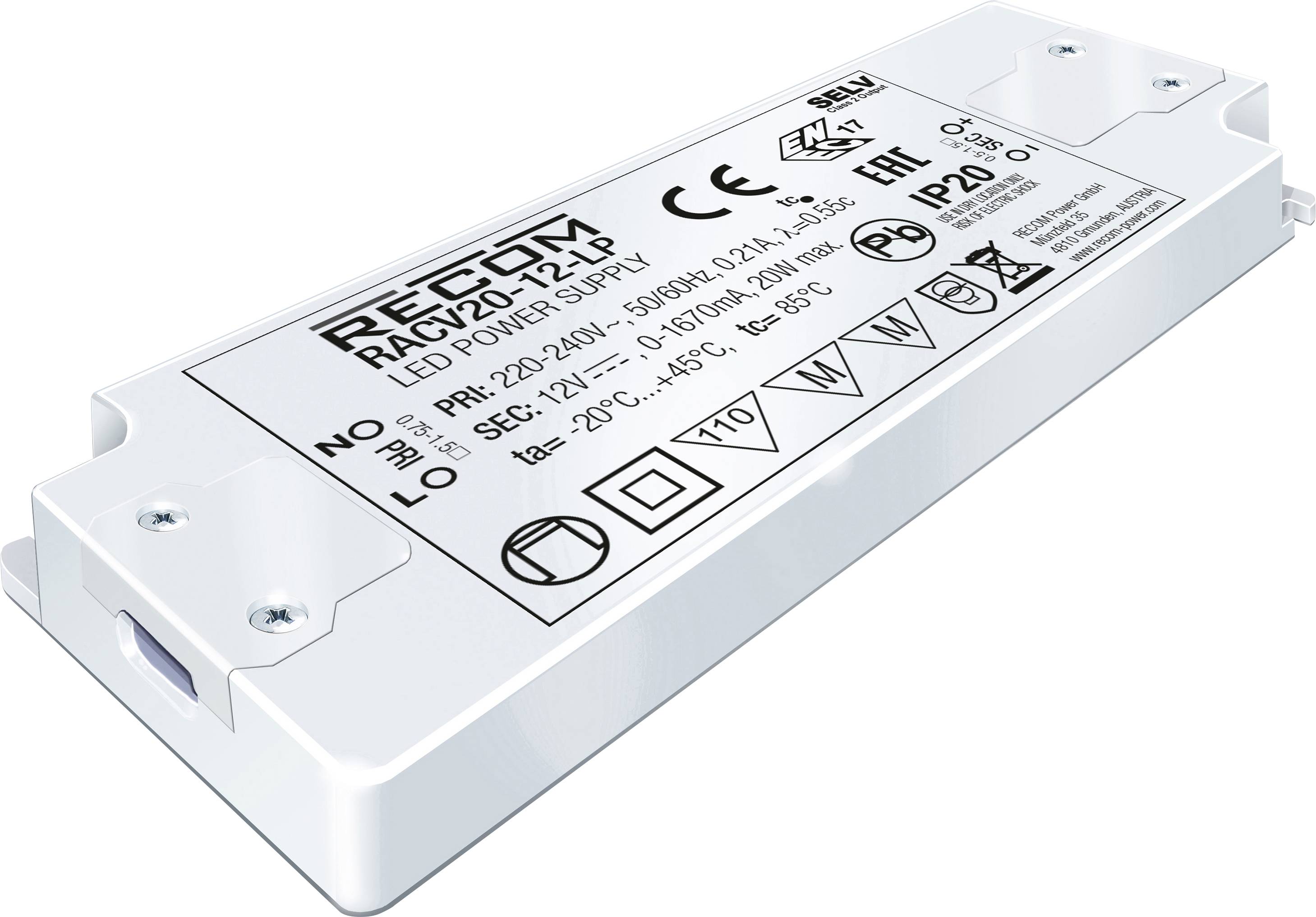 RECOM LED meghajtó 20 W 0 - 1670 mA 12 V/DC Beállítható 1 db