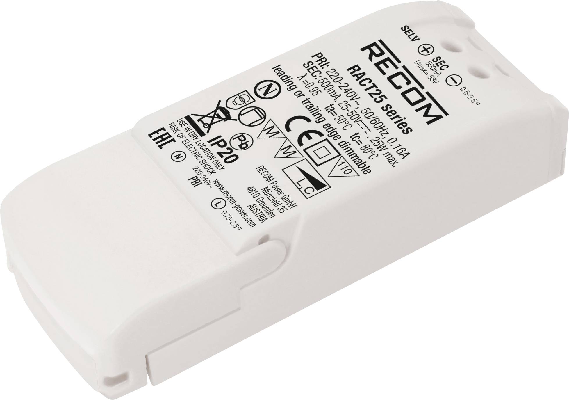 RECOM LED meghajtó 25 W 500 mA 25 - 50 V/DC 1 db