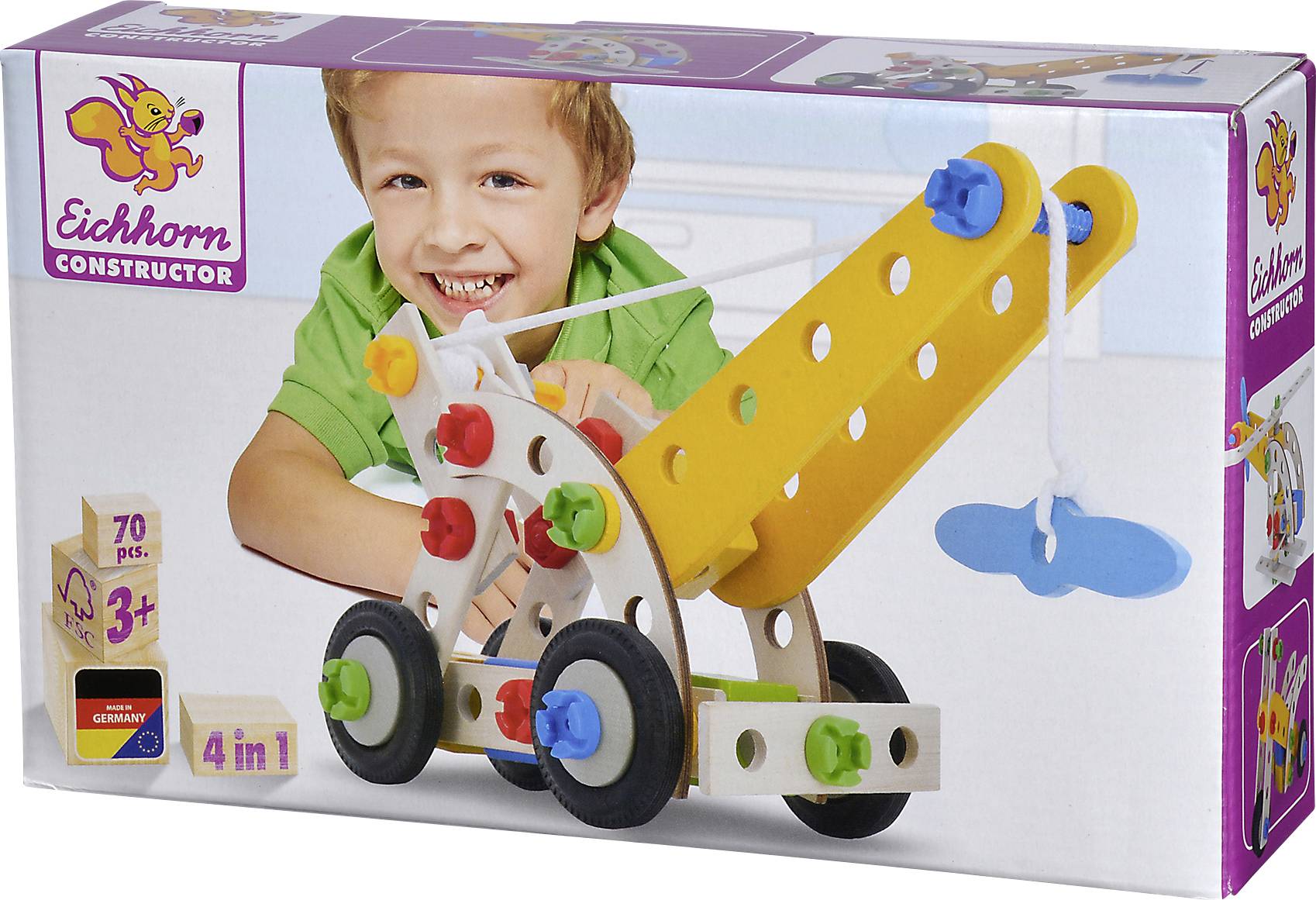 Eichhorn Constructor Építőelem készlet Constructor Építőelemek száma: 65 Modellek száma: 4 Korosztály: 3 éves kortól