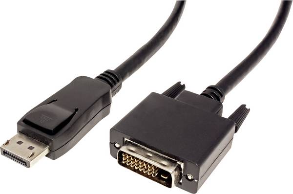 Value Kijelző csatlakozó Csatlakozókábel DisplayPort dugó, DVI-D 24+1 pólusú Csatlakozódugó 5.00 m Fekete 11.99.5612 Árnyékolt DisplayPort kábel