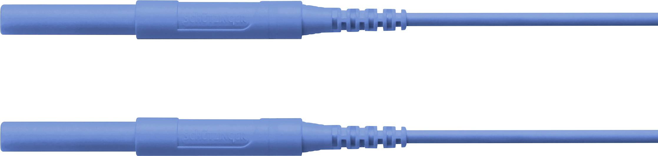 Két, vízszintesen elhelyezett, egymással szemben lévő, bordázott műanyag fogantyúval rendelkező kék csatlakozó.