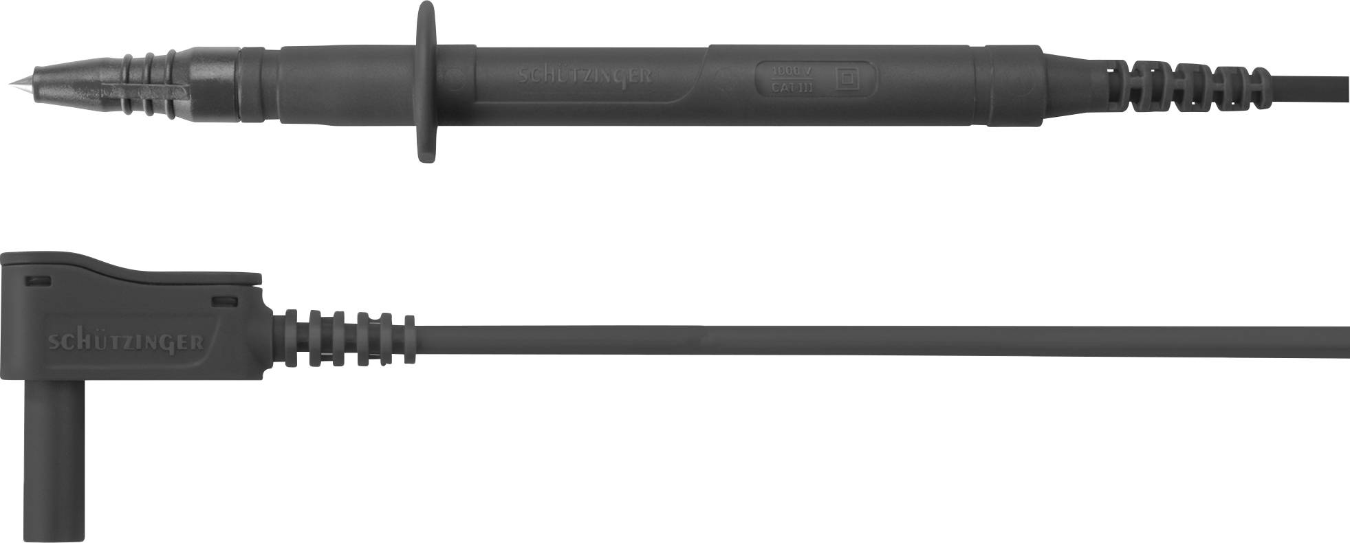 Schützinger Biztonsági mérővezeték Dugó, 4 mm Vizsgáló hegy 100.00 cm Fekete 1 db