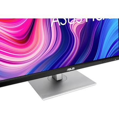 Asus-monitor élénk, absztrakt háttérképpel.