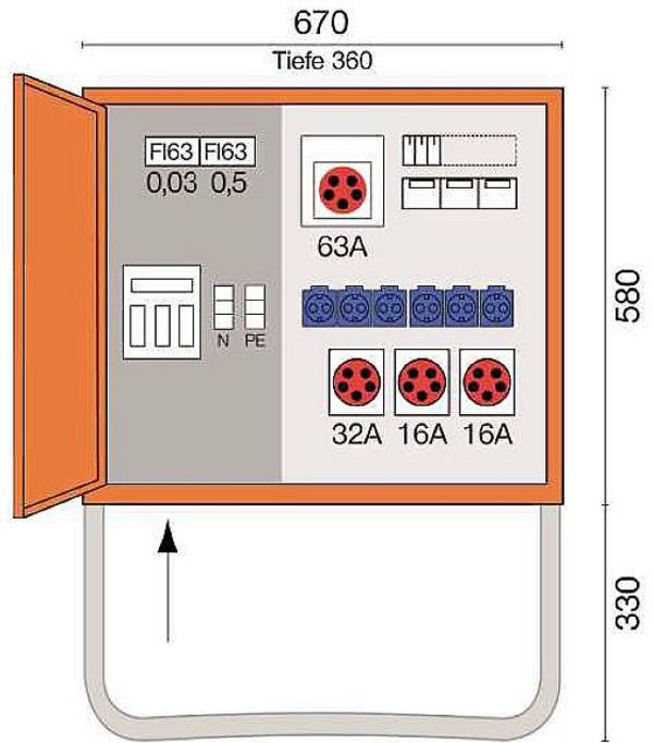Jäger Direkt Solingen2 Elektromos elosztó BVEV 60/3204 400 V 63 A
