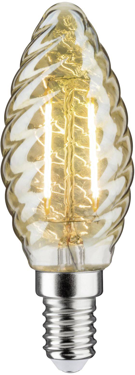 LED-es gyertyaizzó csavaros foglalattal, spirál alakú üvegtesttel. Meleg fényt sugároz és gyakran díszítő jelleggel használják csillárokban.