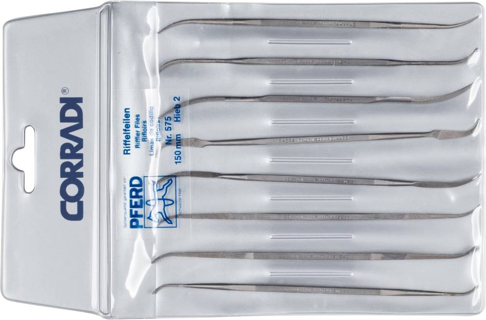 PFERD TOOLS 19505754 Precíziós ellenőrző reszelő készlet 8 db. 575-ös típusú svájci vágás, 2 közepesen finom Hossz 150 mm 1 db
