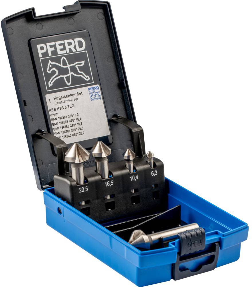 PFERD TOOLS SET KES HSS DIN 335 C90° 5 25202153 Marófúró készlet 6.3 mm, 10.4 mm, 16.5 mm, 20.5 mm, 25 mm HSS 1 db