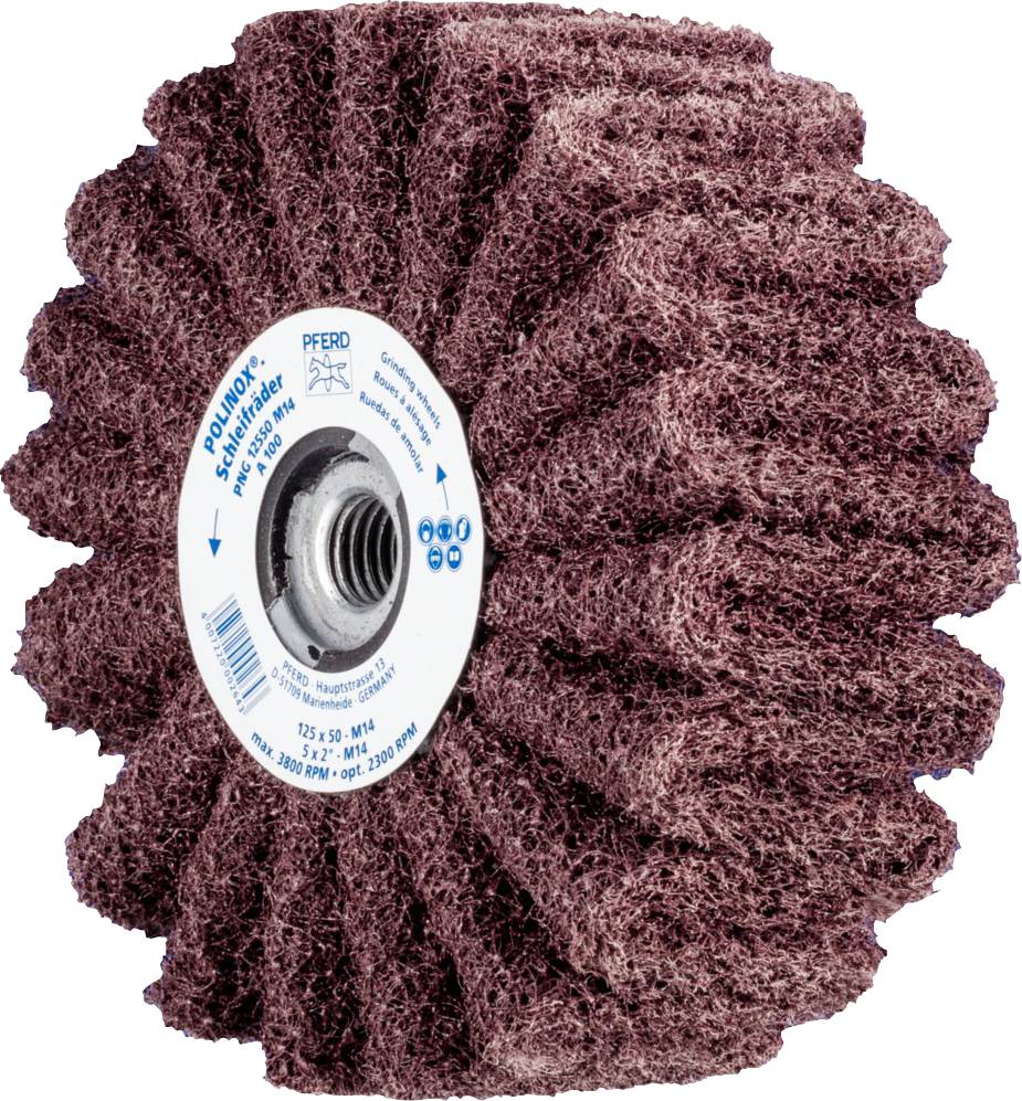 PFERD TOOLS 44642501 POLINOX polárcsiszoló kerék PNG Ø 125 x 50 mm menet M14 A 100 finom csiszoláshoz és simításhoz 125 mm 2 db