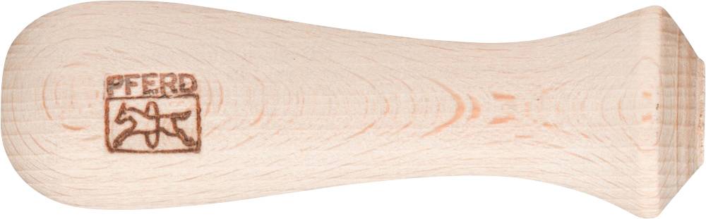 Egy fafogantyú, amelybe egy ló képét és a 'LÓ' szót gravírozták.