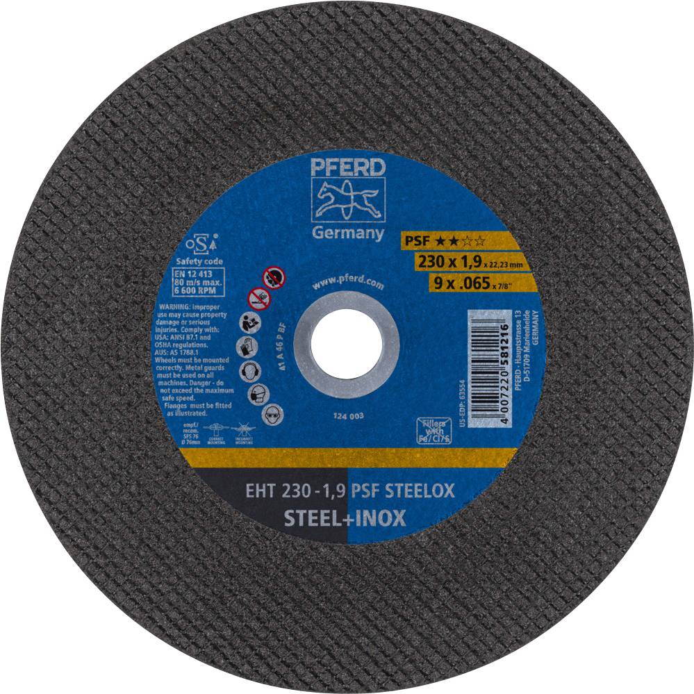 PFERD TOOLS PSF STEELOX 69198293 Vágótárcsa, egyenes 230 mm 5 db Nemesacél, Acél