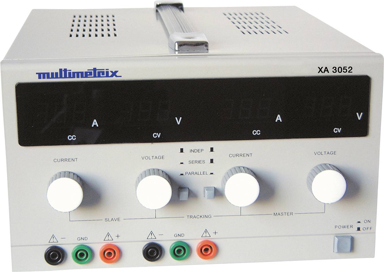 Multimetrix XA 3052 Labortápegység, szabályozható Kalibráció (ISO) 0 - 30 V 0 mA - 5 A Kimenetek száma 2 x