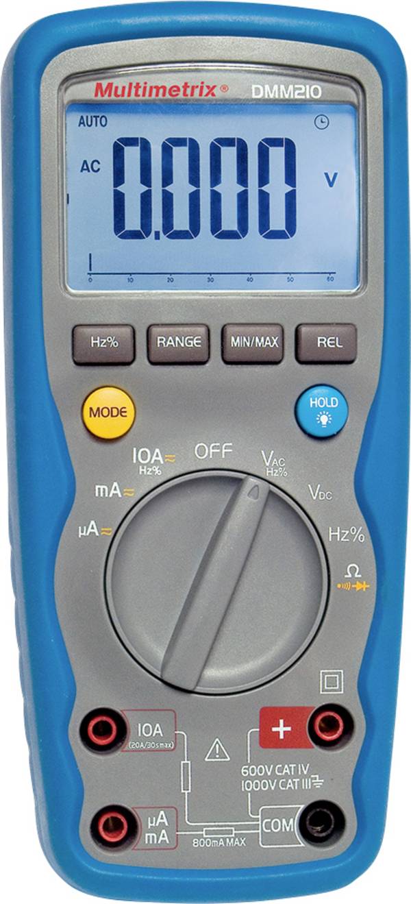 Multimetrix DMM 210 Kézi multiméter Kalibráció (ISO) digitális Vízálló (IP67) CAT III 1000 V, CAT IV 600 V Kijelző (digitek): 6000