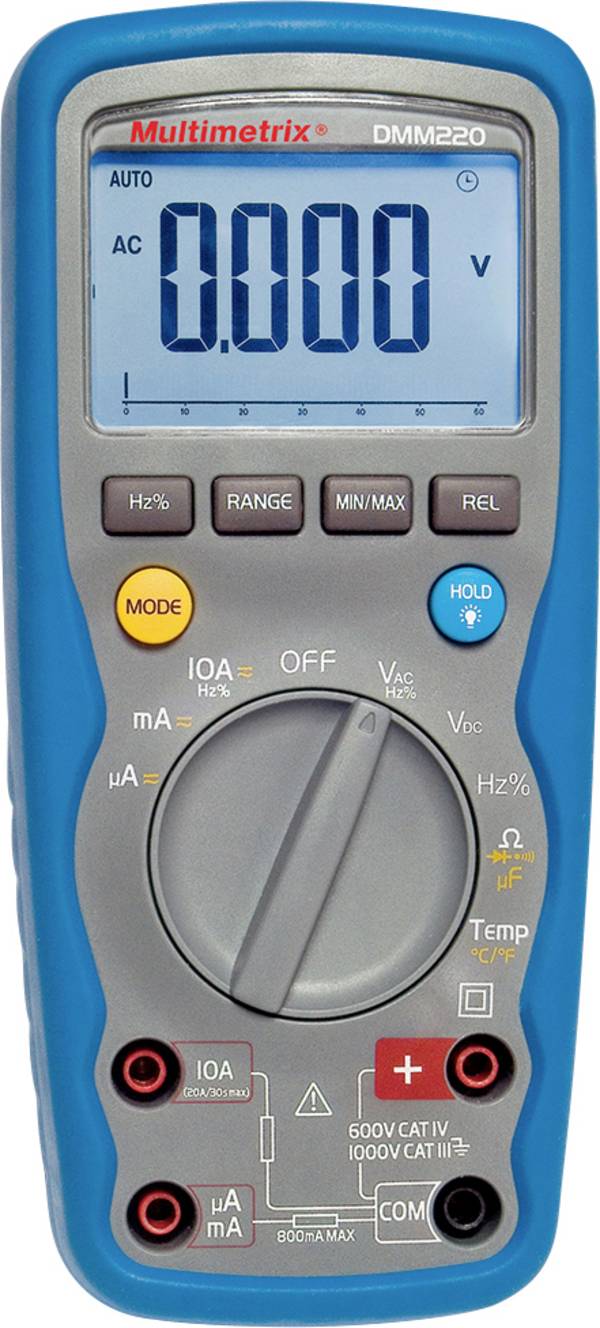Multimetrix DMM 220 Kézi multiméter Kalibráció (ISO) digitális Vízálló (IP67) CAT III 1000 V, CAT IV 600 V Kijelző (digitek): 6000