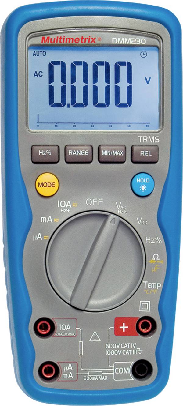 Multimetrix DMM 230 Kézi multiméter Kalibráció (DAkkS) digitális Vízálló (IP67) CAT III 1000 V, CAT IV 600 V Kijelző (digitek): 6000