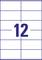 Egy fehér felület kék vonalakkal rácsszerűen elrendezve. A középpontban kék színnel a '12' szám áll.