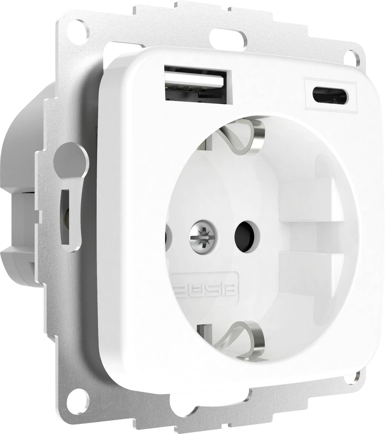 2USB 2U-449368 Geaard Stopcontact Aanraakbeveiliging, Met Usb-laaduitgang IP20 Zuiver Wit (glanzend)