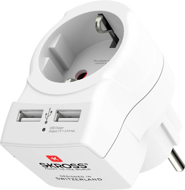 Skross 1500282 Köztes dugalj USB-vel   Fehér