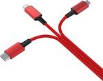 5in1 töltőkábel USB és USB-C kombinált csatlakozóval a Micro-USB, USB-C és Lightning számára, 120 cm, piros