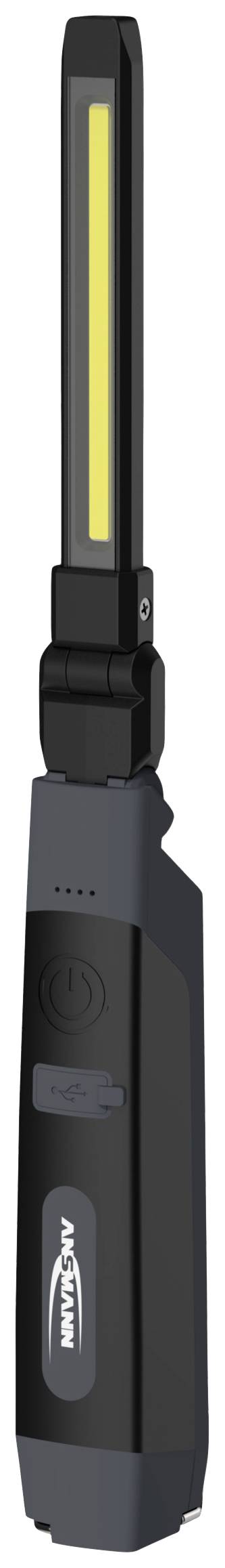 Egy fekete, hordozható LED-lámpa hosszú, téglalap alakú fénytartománnyal forgó nyakon. Javítási munkálatoknál használják megvilágításra.