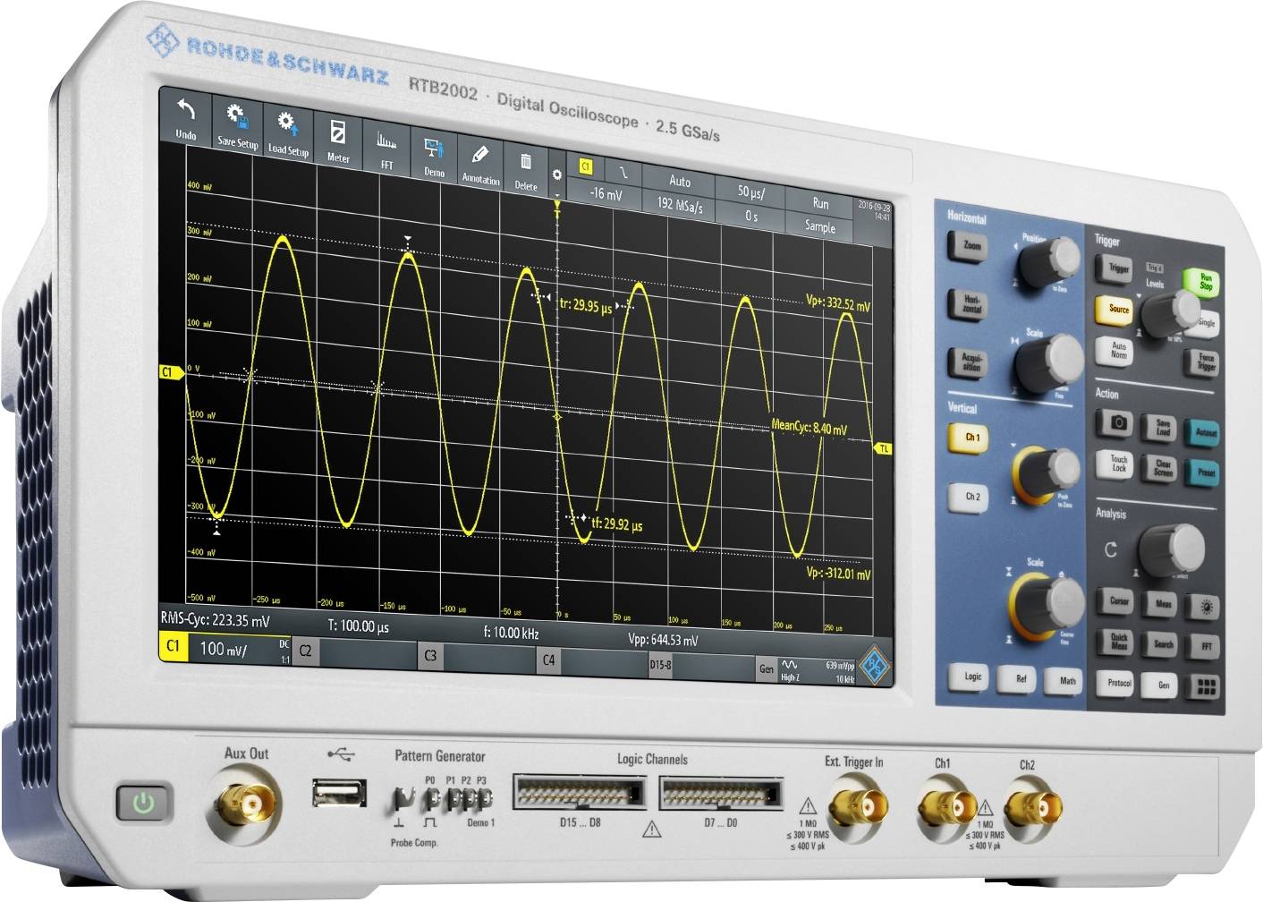 Rohde & Schwarz RTB2002EDU Digitális oszcilloszkóp Kalibráció (DAkkS) 70 MHz 2 csatornás 1 db