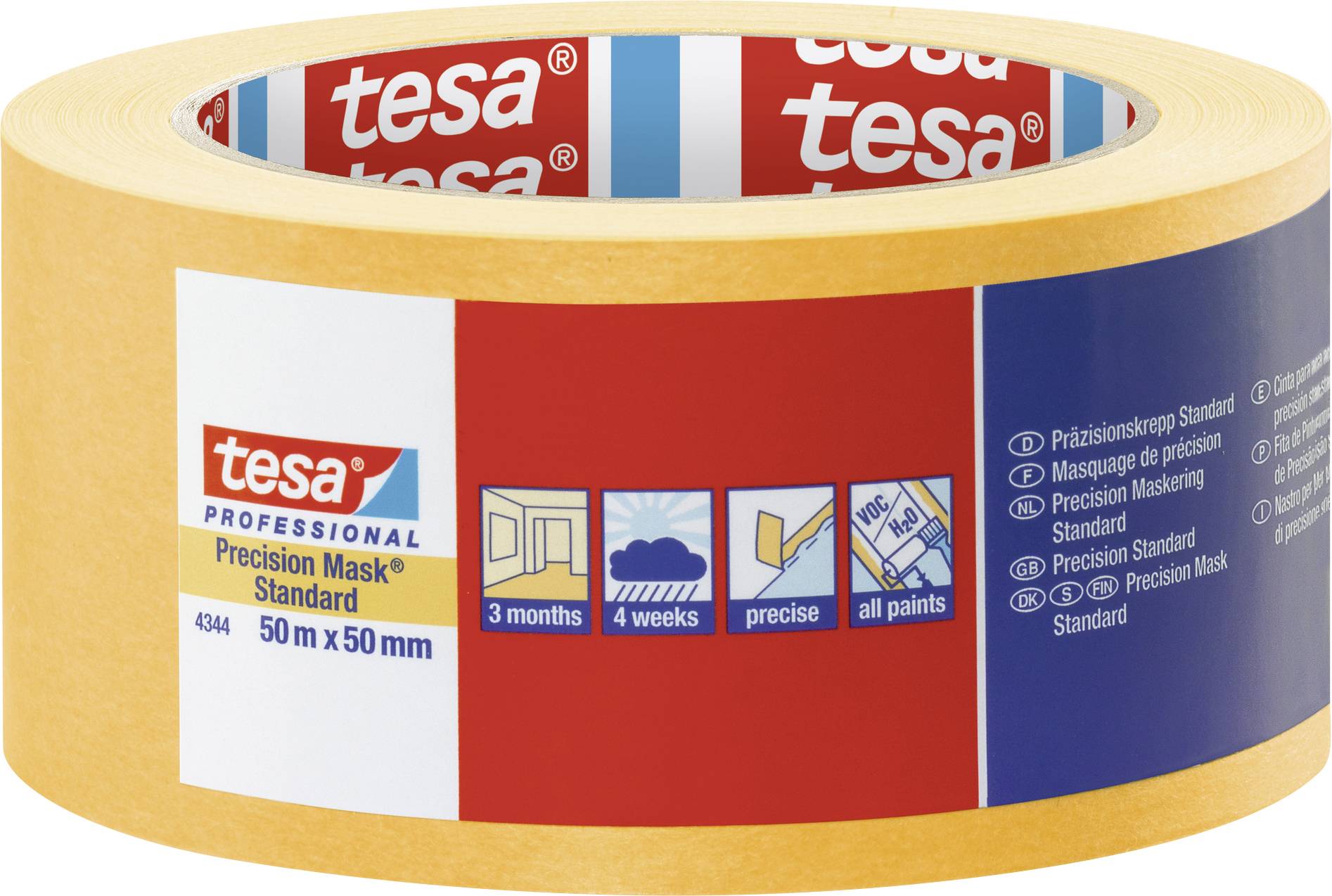 tesa PRECISION STANDARD 04344-00000-00 Krepp szalag Präzisionskrepp® Sárga (H x Sz) 50 m x 50 mm 1 db