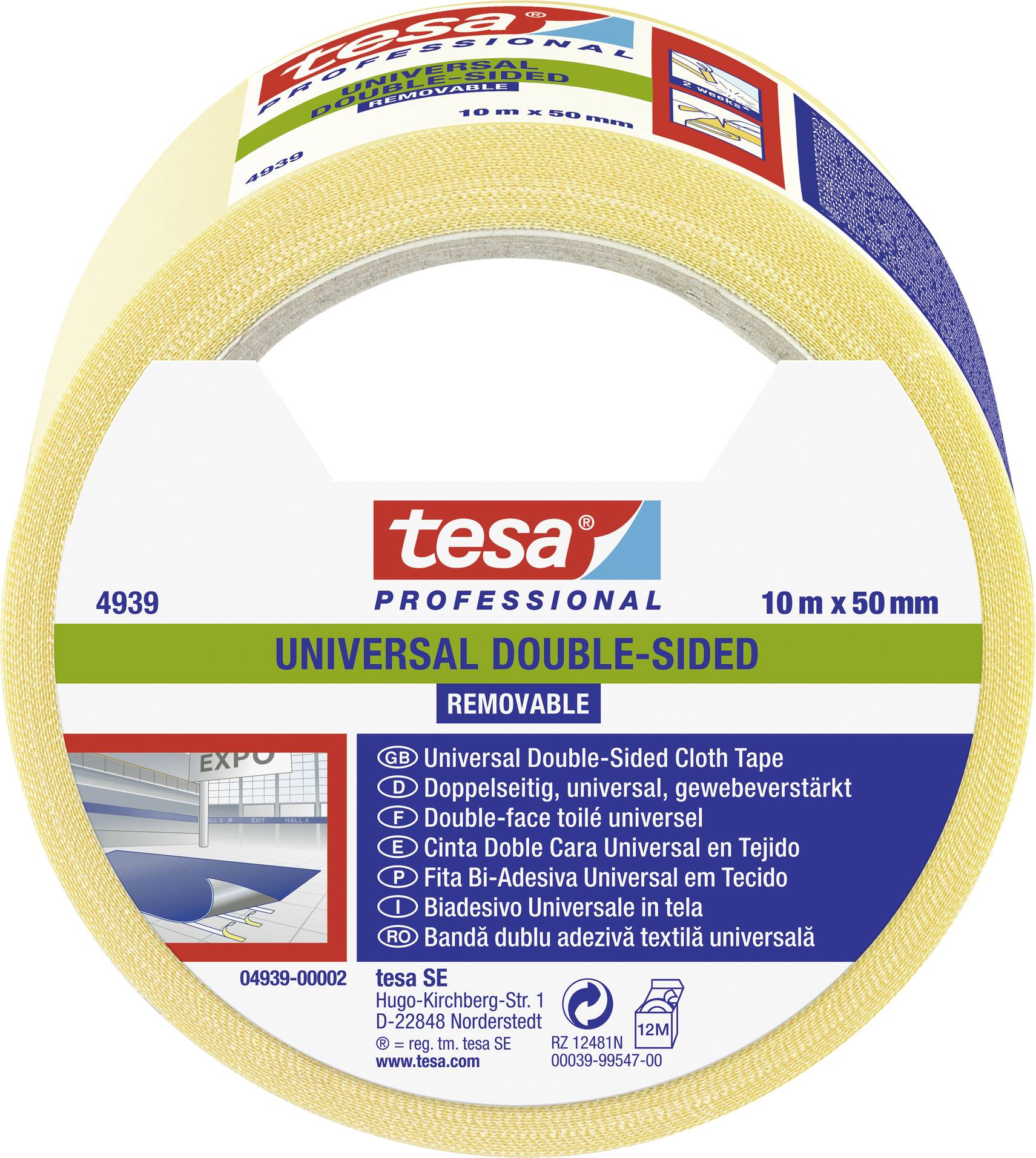 tesa UNIVERSAL REMOVABLE 04939-00002-11 Fektető szalag tesa® Professional Fehér (H x Sz) 10 m x 50 mm 1 db