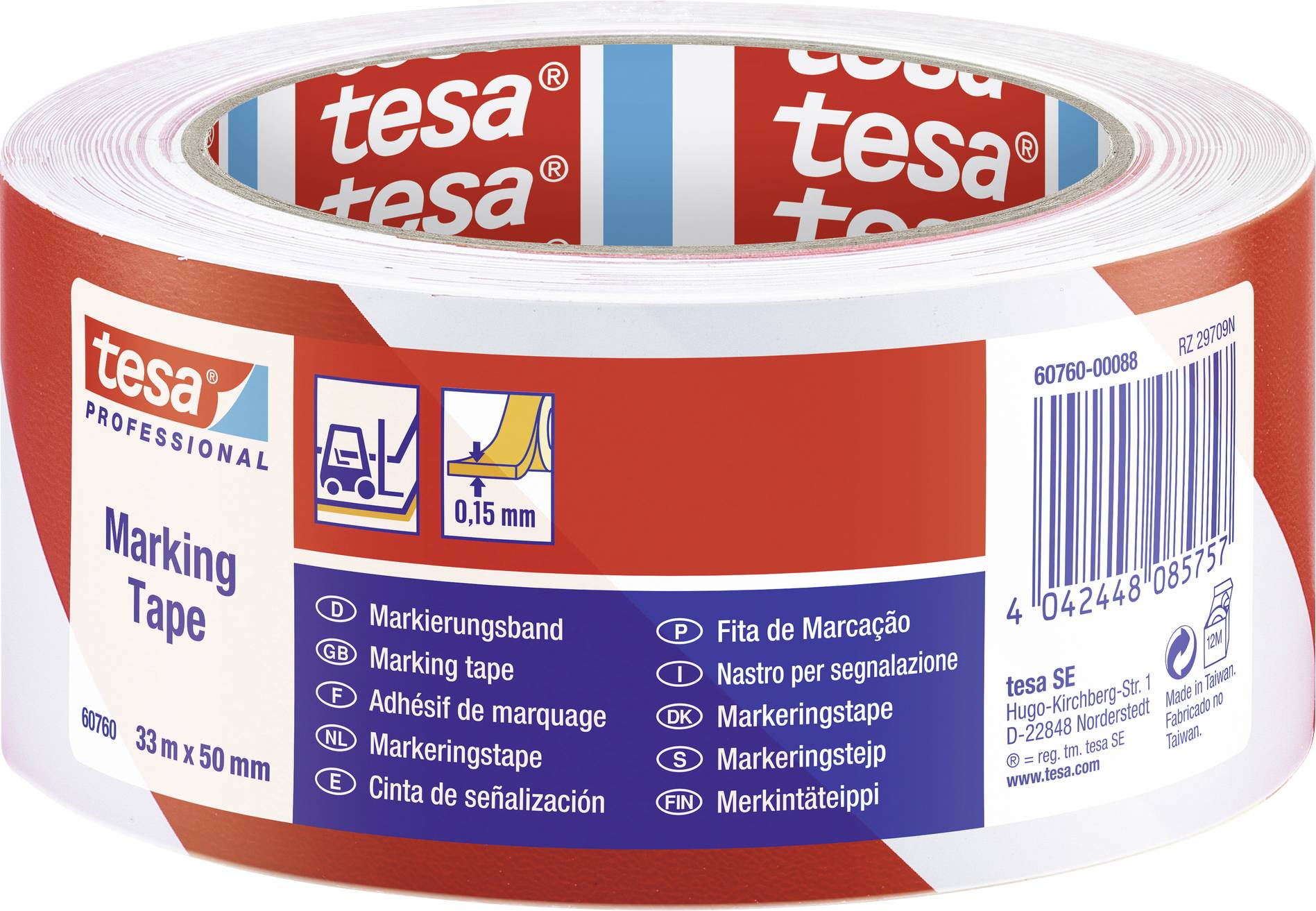 tesa 60760-00088-15 Padlójelölő szalag tesa® Professional Pirosfehér (H x Sz) 33 m x 50 mm 1 db