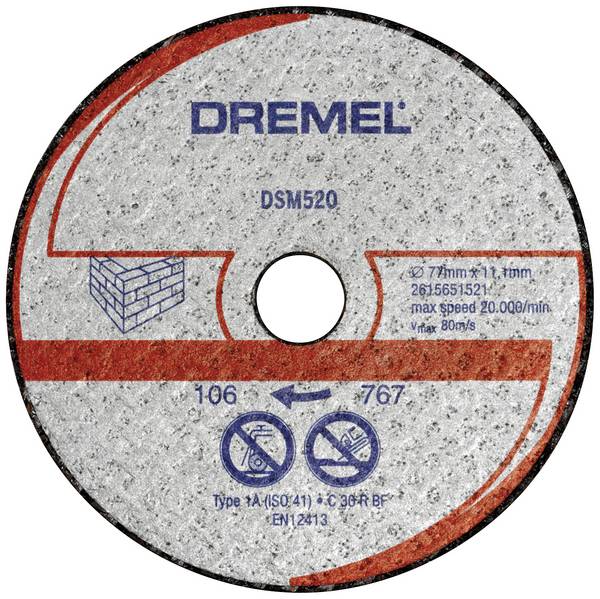 Dremel  DSM520  2615S520JB  Vágótárcsa, egyenes  77 mm  2 db  Tégla, Gipszkarton