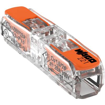 Vezetékösszekötő 0,14...4 mm², 1 pólus, 60 db, átlátszó/narancssárga, WAGO 221-2411