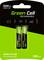 Két AAA-típusú akkumulátor, újratölthető, Green Cell márka, 800 mAh, csomagolva. Alkalmas eszközökhöz, mint fényképezőgépek és távirányítók.