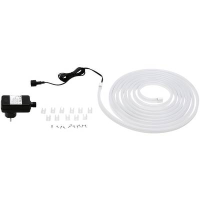 LED-szalag készlet, amely áll egy tápegységből, egy feltekercselt fehér LED-szalagból és rögzítőanyagokból.