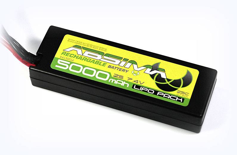 Absima Akkucsomag, LiPo 7.4 V 5000 mAh 25 C Keménydoboz Tamiya dugó