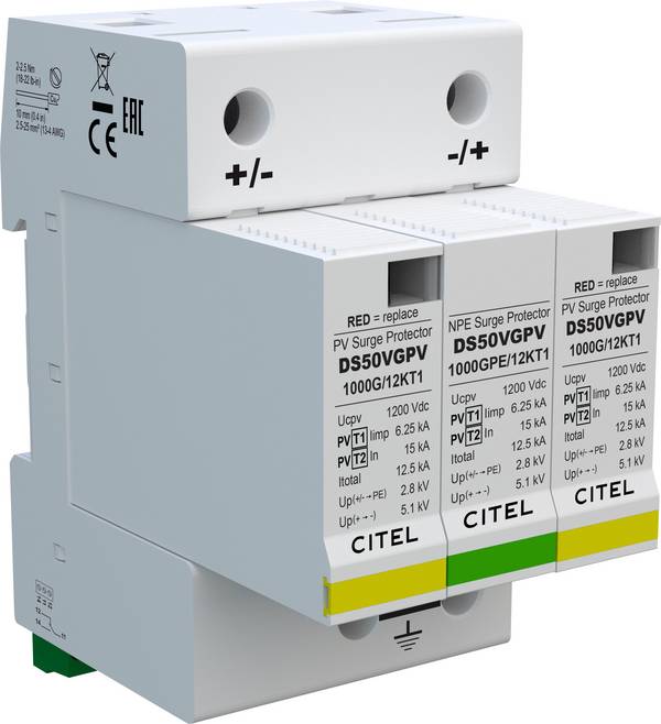 Citel 482313 DS50VGPVS-1000G/12KT1 Kombi levezető  Túlfeszültség elleni védelem: Elosztószekrény 60 kA  1 db