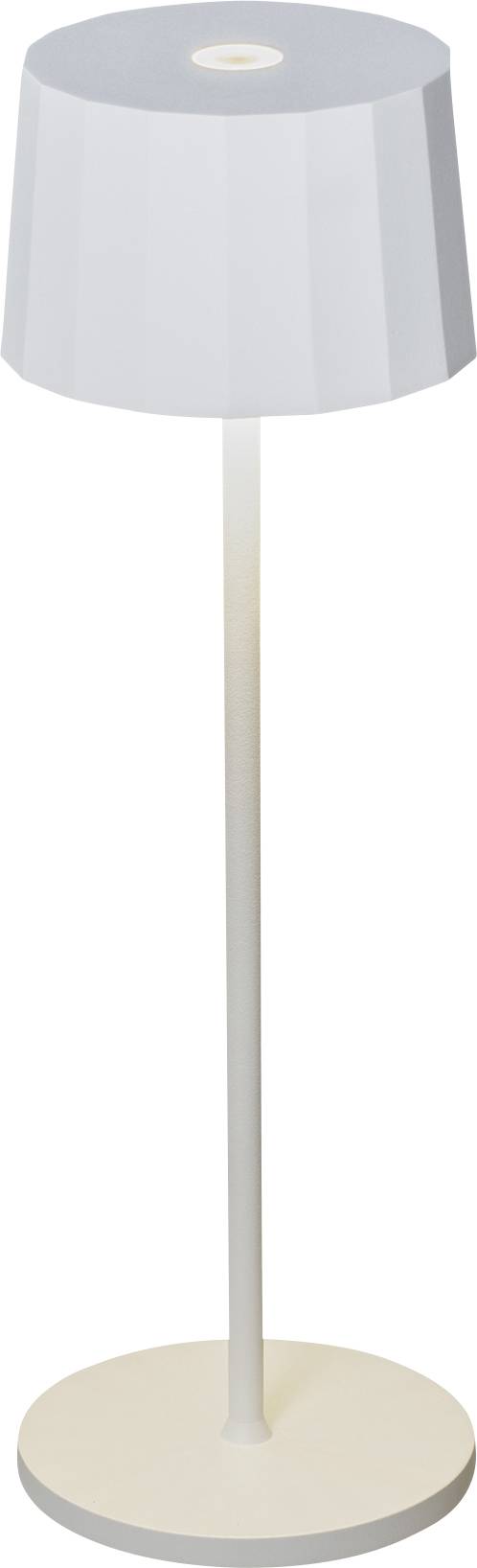 Egyszerű fehér ernyős és egyenes lábú állólámpa.