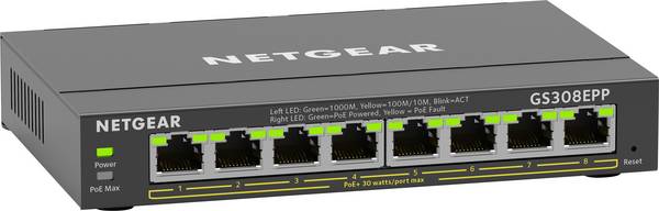 NETGEAR GS308EP-100PES GS308EP Hálózati switch 8 port 16 GBit/s PoE funkció
