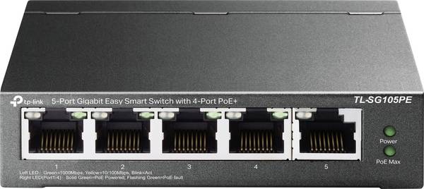 TP-LINK TL-SG105PE Easy Smart TL-SG105PE Hálózati switch 5 port 10 / 100 / 1000 MBit/s PoE funkció