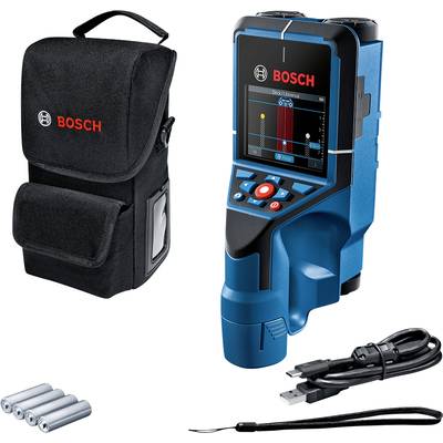 Bosch érzékelő és tartozékok: Eszköz fémek és elektromos vezetékek felderítésére, beleértve a táskát, elemeket, USB-kábelt és hordszíjat.