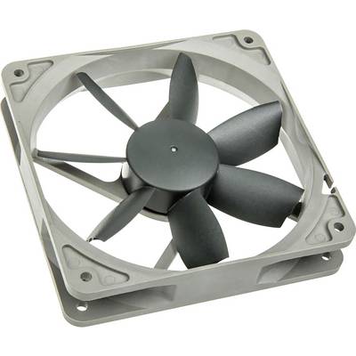 Egy fekete, öt lapátos számítógép-ventilátor szürke keretbe van szerelve. Feladata a számítógép alkatrészeinek hűtése.