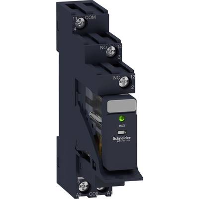 Schneider Electric elektromos relé zöld üzemi jelzőfénnyel, automatizált rendszerek áramköreinek kapcsolására alkalmas.