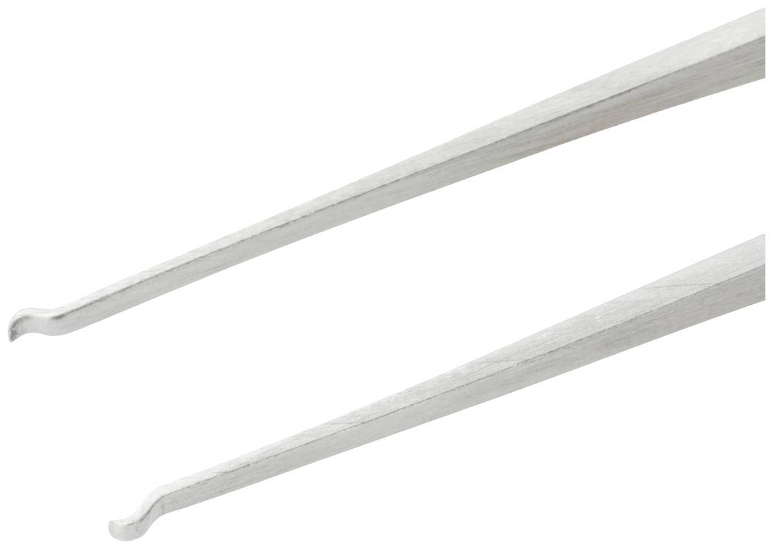 Két sebészeti kampó közeli felvételen, amelyek mutatják a hajlított hegyet és a hosszú fogantyúkat, orvosi beavatkozásoknál használva.