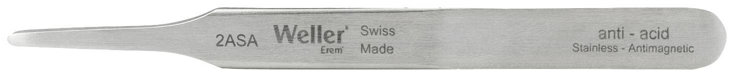 'Egy rozsdamentes acél csipesz a következő felirattal: 2A SA Weller Swiss Made saválló rozsdamentes antimágneses.'