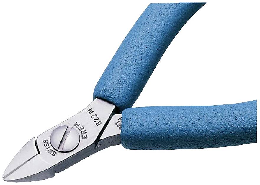Kék oldalcsípő fogó ergonomikus markolattal és ezüst vágóéllel, alkalmas huzalok és kisebb kábelek átvágására.