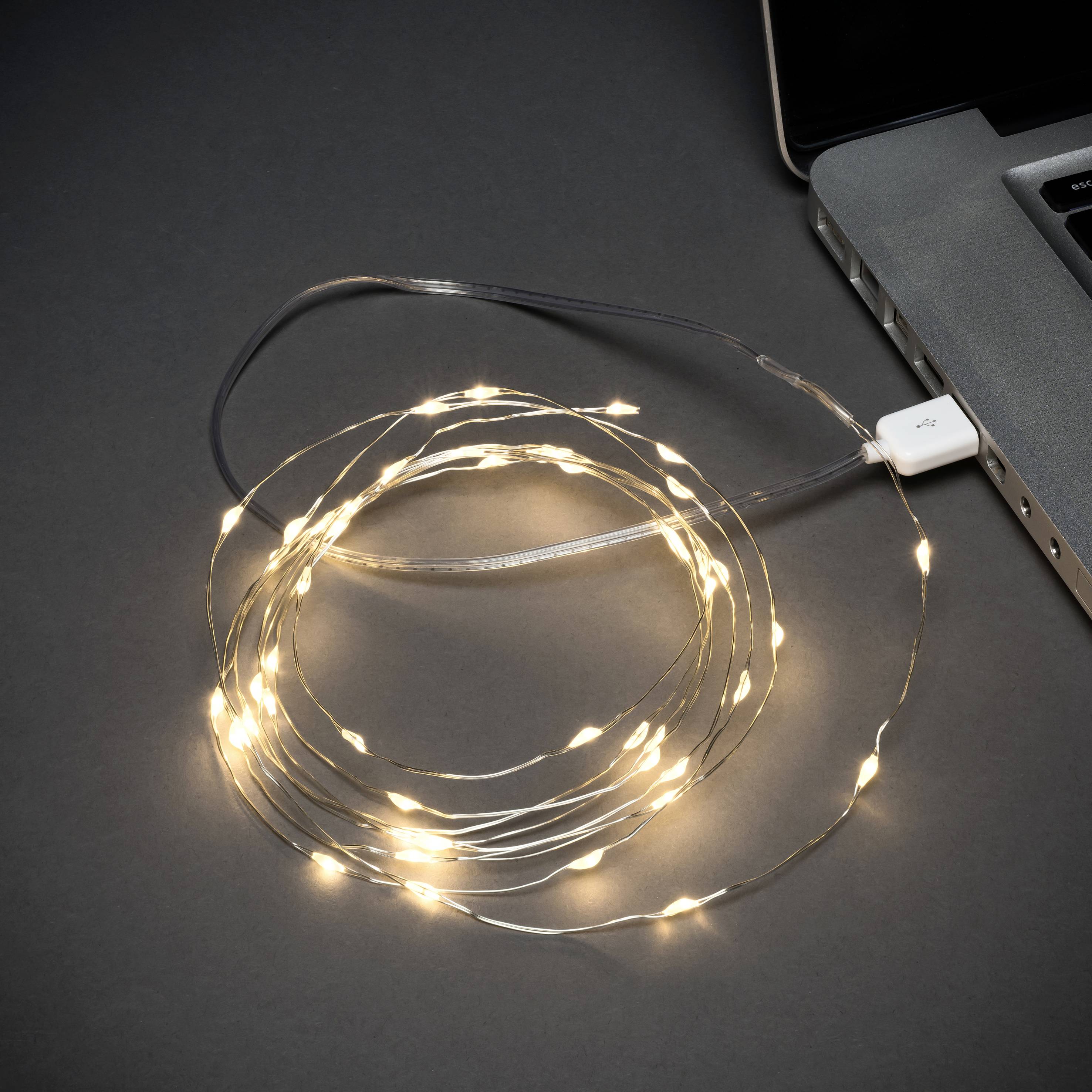 Konstsmide 1770-190 Csúcsgyertya Beltérre EEK: G (A - G) USB-n keresztül üzemeltetett Fényforrások száma 50 LED Melegfeh-0