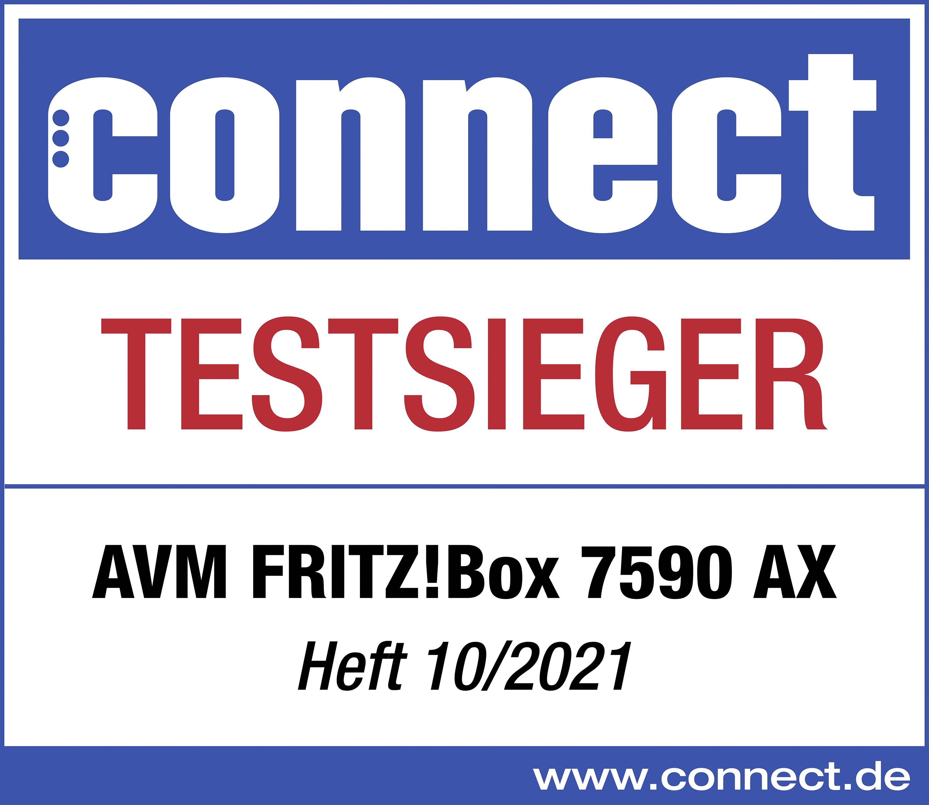 'Connect Tesztgyőztes: AVM FRITZ!Box 7590 AX, 10/2021. szám.'