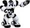 Egy fehér-fekete robot mozgatható karokkal és lábakkal áll egyenesen. A robotnak modern, jövőbe mutató formatervezése van.