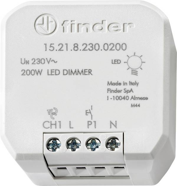 Finder 15.21.8.230.0200 Beépíthető dimmer Alkalmas fényforrásokhoz: LED-es izzó Világosszürke
