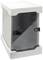 Egy fehér, műanyag fali doboz üvegezett ajtóval és zárral, elektromos vagy hálózati eszközök elhelyezésére alkalmas.