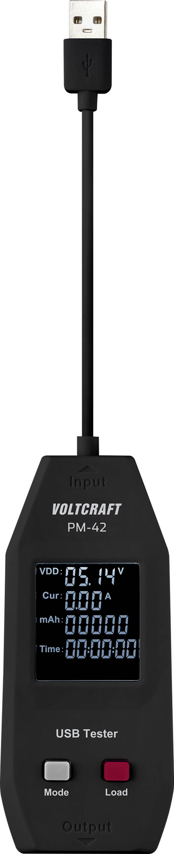<br>  VOLTCRAFT<br>  PM-42USB A típusú teszter terheléscsatlakozással