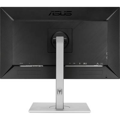 A monitor hátulról egy stabil talpat és márkás logót mutat.