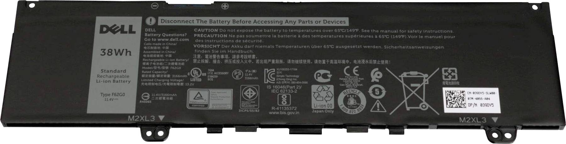 Dell Notebook akku RPJC3 11.4 V 3166 mAh Dell